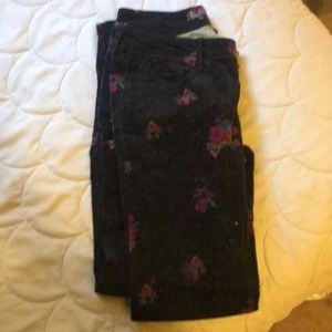 Floral velvet skinny jeans